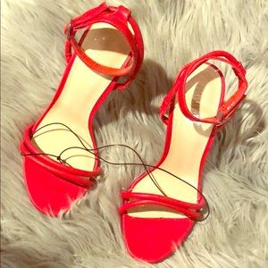 Red, Forever 21, Open toe Sandal, heels